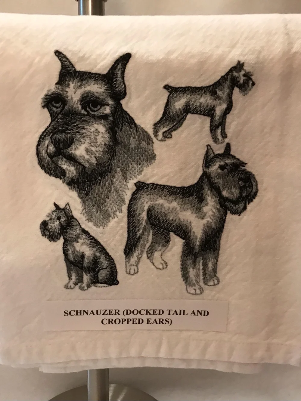 Schnauzer Machine Embroidered Dish Towel